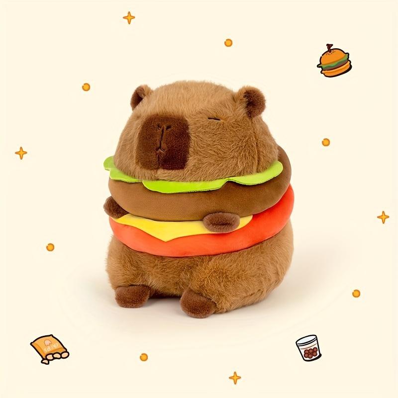 20cm 7.87inch Hamburger-Shaped Capybara Plush Toy - Soft, Cuddly, and Adorable Stuffed Animal - Unique Gift for Birthdays, Thanksgiving, and Christmas Celebrations