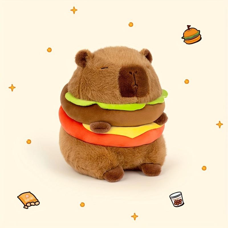 20cm 7.87inch Hamburger-Shaped Capybara Plush Toy - Soft, Cuddly, and Adorable Stuffed Animal - Unique Gift for Birthdays, Thanksgiving, and Christmas Celebrations