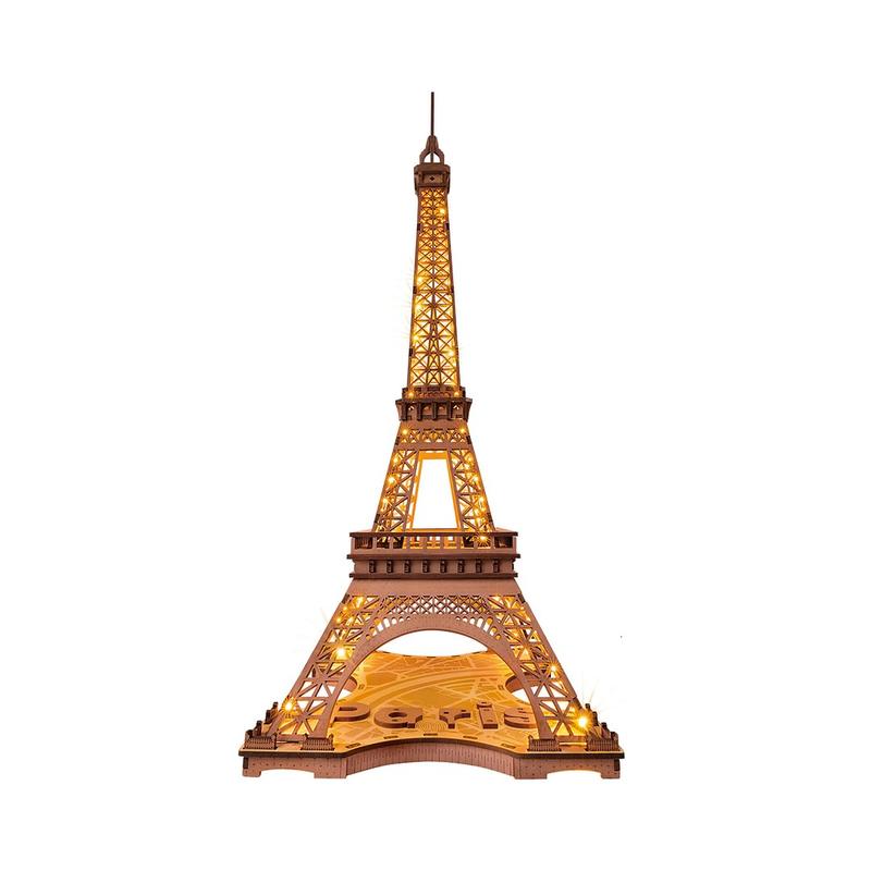 Rolife Eiffel Tower,3D Puzzle Model Kits for Adults,DIY 3D Wooden Puzzles for Adults,Builing Set with LED,Home Decoration Festival Gift Idea