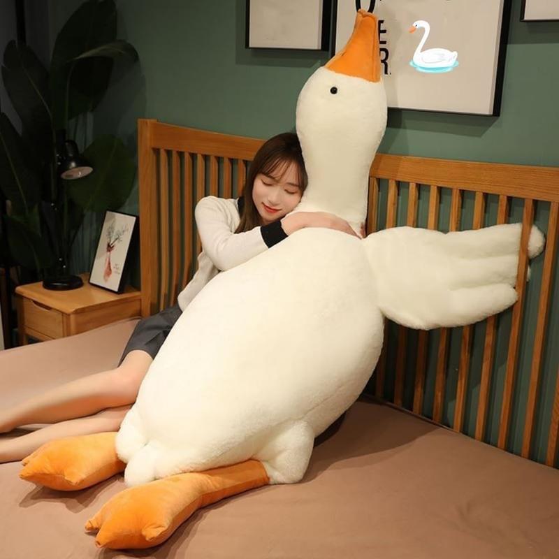 Goose Stuffed  Giant White Goose Plush Pillow,Cute Duck  Soft Hugging Swan Plush Pillow Gifts for  Adults(35in)