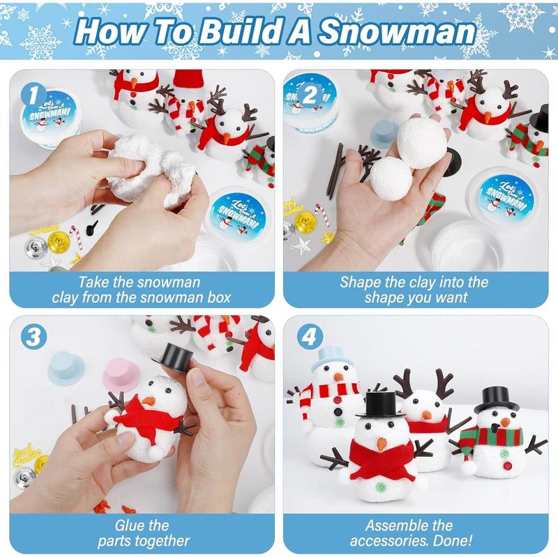 9 Pack Christmas Crafts DIY Snowman Kit, Build a Snowman Winter Christmas Activities Set Indoor, Snowman Creative Air Dry Modeling Clay Crafts Kit for Family School Party