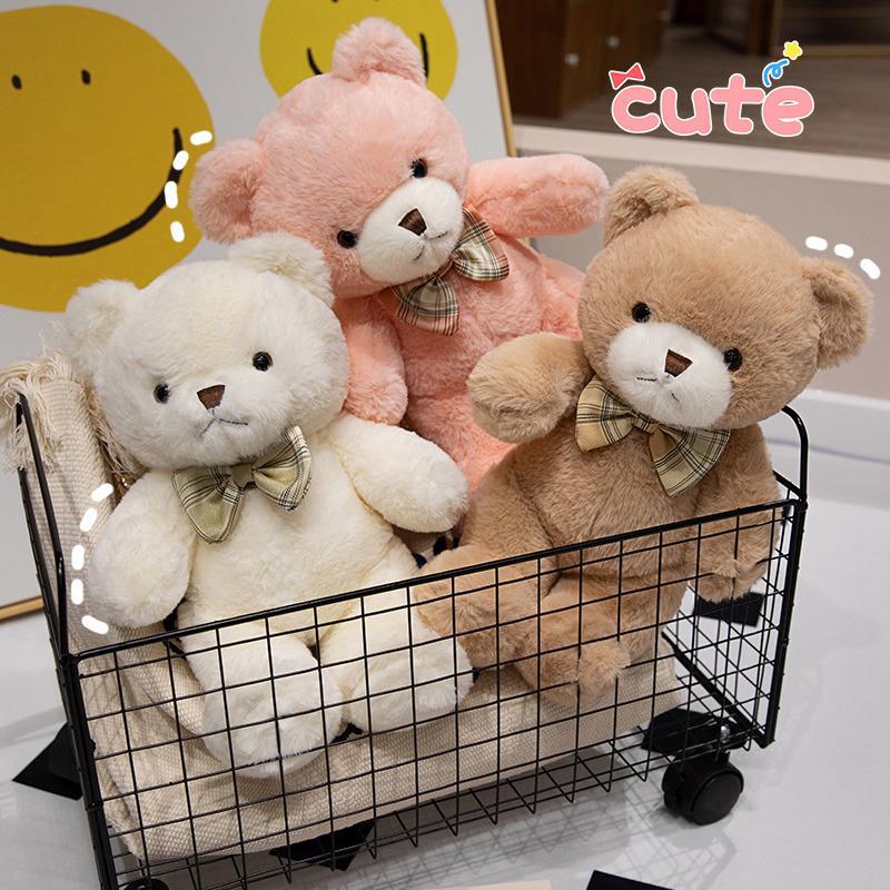 30cm 11.81in Bow Tie Teddy Bear Plush Toys Soft Teddy Bear Stuffed Plush Dolls Cute Bear Plushies Halloween Gift Cartoon Bear Pillow for Bedroom