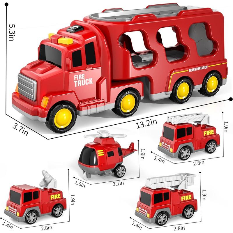 Fire Truck Toys , 5 in 1 ,7 in 1,Truck Friction Power Toy Car, Fire Rescue Truck, Ladder Truck, Helicopter and Sprinkler, Christmas Birthday Gifts