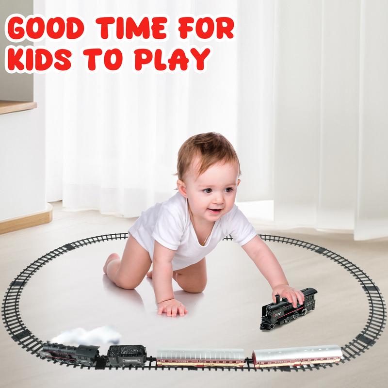 Remote Control Train Set, Christmas Gifts for Kids, Electric Trains with Tracks, Sounds, Lights