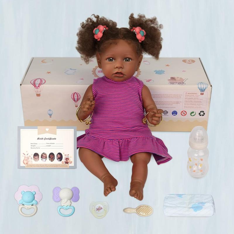 BABESIDE Lifelike Reborn Baby Dolls Black Girl - 22 Inch Soft Feeling Realistic-Newborn Baby Dolls Cute Real Life Baby Dolls with Gift Box for Kids Age 3+