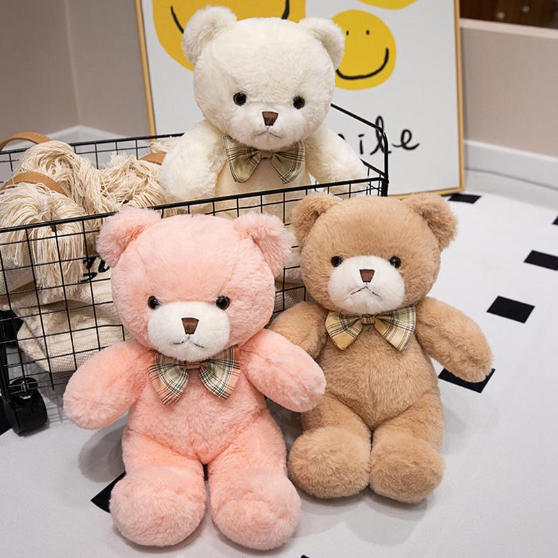 30cm 11.81in Bow Tie Teddy Bear Plush Toys Soft Teddy Bear Stuffed Plush Dolls Cute Bear Plushies Halloween Gift Cartoon Bear Pillow for Bedroom