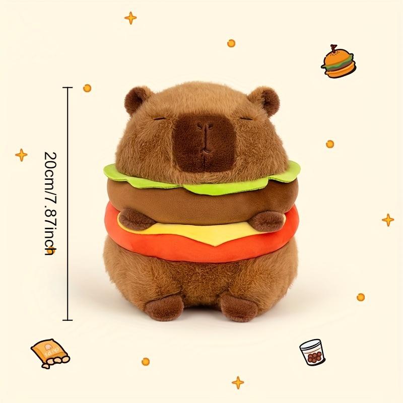 20cm 7.87inch Hamburger-Shaped Capybara Plush Toy - Soft, Cuddly, and Adorable Stuffed Animal - Unique Gift for Birthdays, Thanksgiving, and Christmas Celebrations