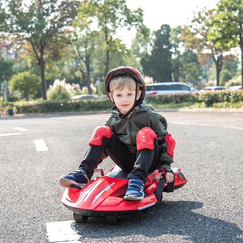 24V Kids Ride On Electric Toy with helmet knee pads,24v ride on toy for kids,Spray function,2WD 400w wheel-hub motor,Gravity Steering,Use for 1-2 hours,Exercise your child age 6+. Birthday Christmas Gift,Yellow Green Red Pink White Orange wiggle car