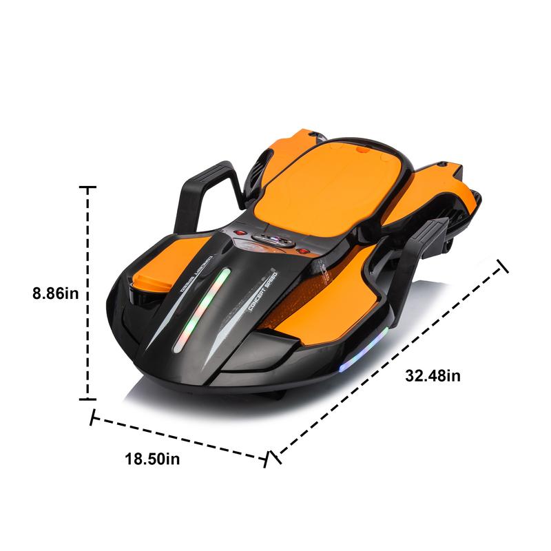 24V Kids Ride On Electric Toy with helmet knee pads,24v ride on toy for kids,Spray function,2WD 400w wheel-hub motor,Gravity Steering,Use for 1-2 hours,Exercise your child age 6+. Birthday Christmas Gift,Yellow Green Red Pink White Orange wiggle car