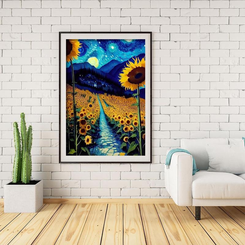 DIY Sunflower Diamond Painting Kits for Adults, 5D Diamond Art Painting for Beginner Arts Craft 12x16inch