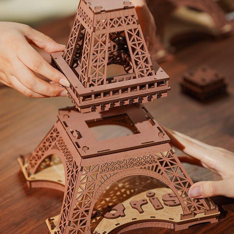 Rolife Eiffel Tower,3D Puzzle Model Kits for Adults,DIY 3D Wooden Puzzles for Adults,Builing Set with LED,Home Decoration Festival Gift Idea