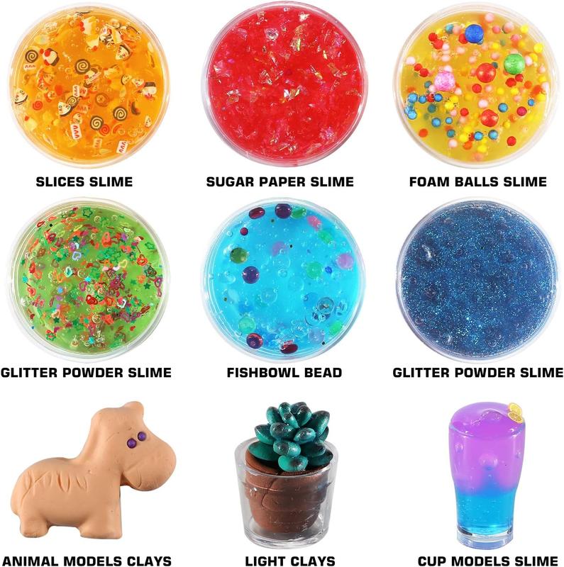 Christmas gift 126 Pcs DIY Slime Making Kit for Girls Boys - Birthday Idea for Kids Age 5+. Ultimate Slime Supplies Include 28 Crystal Slime, 2 Glow in The Dark Powder, 48 Bottle Glitter Jar etc.