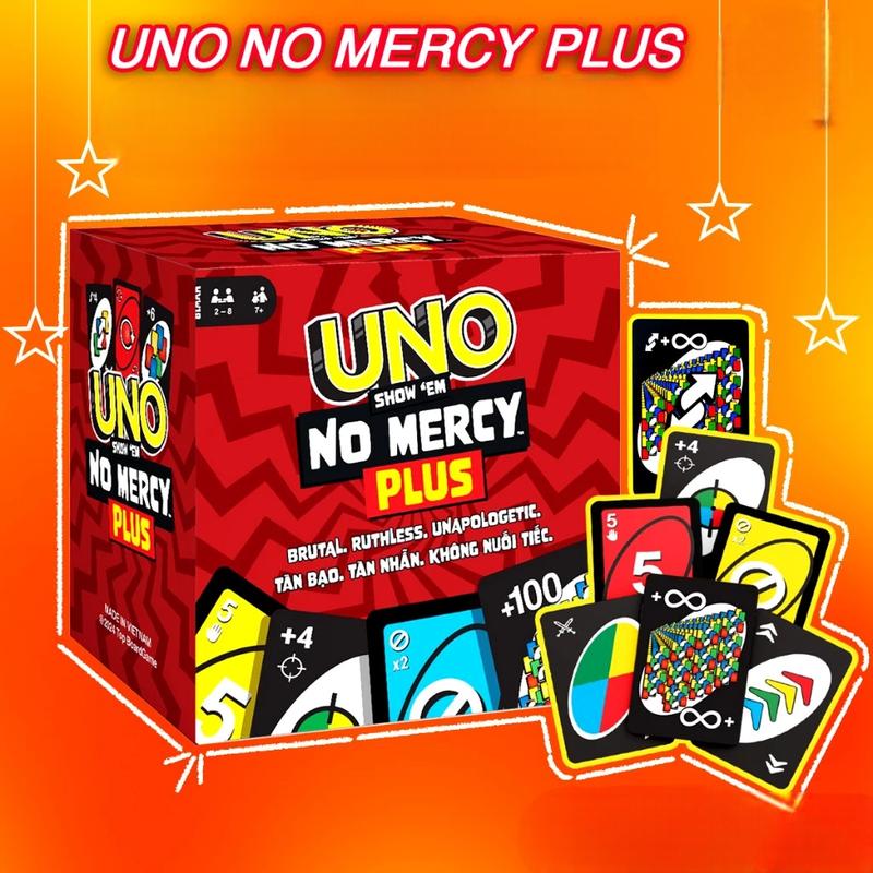 UNO card game - UNO NOMERCY PLUS Upgraded Game - 165-196 Cards with +10 Harsh Rules