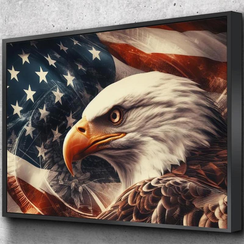 Eagle & American Flag Pattern DIY Diamond Art Painting Kit without Frame, DIY 5D Diamond Art Painting Kit, Wall Art Decor for Home Living Room Bedroom