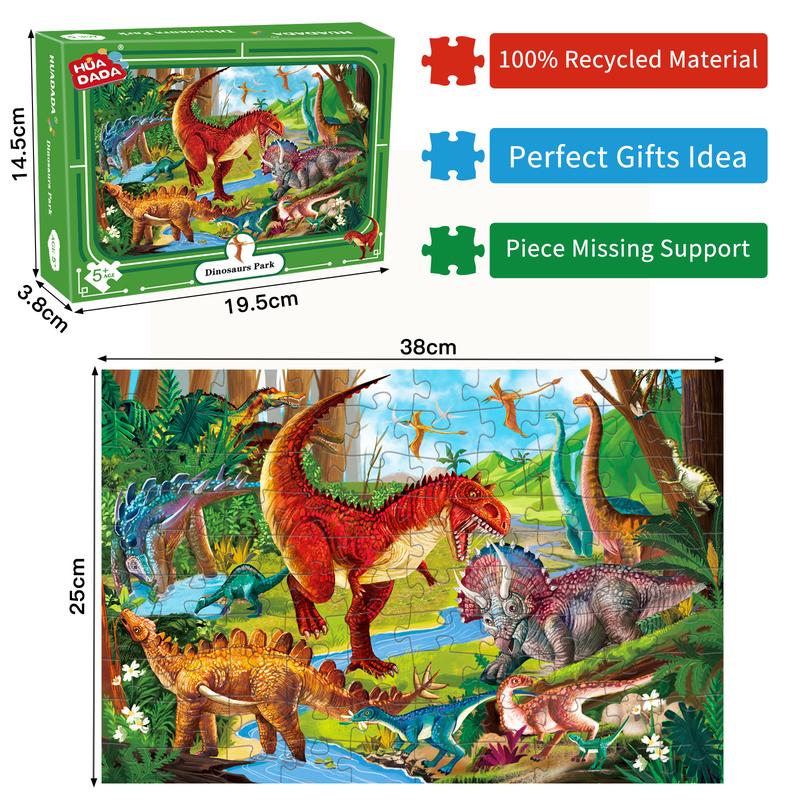 Huadada: 100 puzzles for adults, toddler puzzles，Jurassic Park, perfect for home décor holiday gifts, family games, grandparents brainstorming