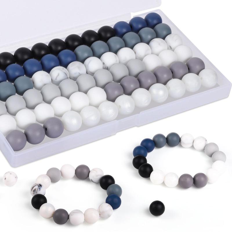 Mixed Color Bead, 80pcs set 15mm Bead for DIY Necklace Bracelet Keychain, DIY Jewelry Making Supplies for Women & Teenager