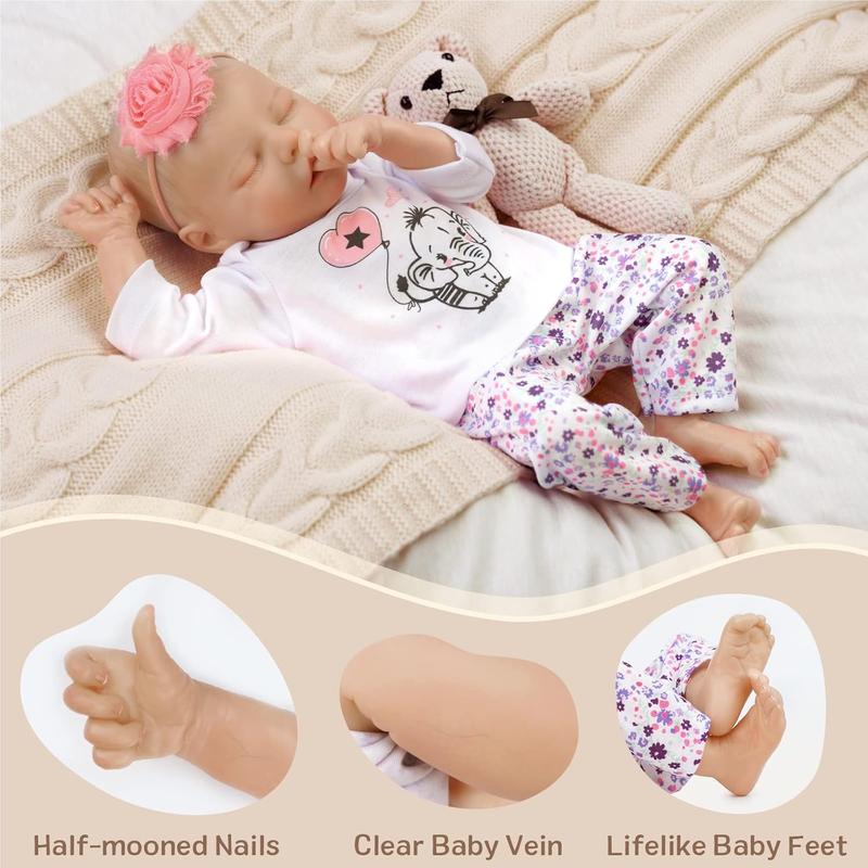 BABESIDE Realistic Reborn Baby Dolls – 17 Inches Realistic Baby Dolls Poseable Full Vinyl Body, Real Life Baby Dolls Girl with Feeding Kit Gift Box for Kids Age 3+