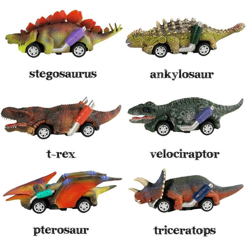 DINOBROS Dinosaur Toy Pull Back Cars,6 Pack Dino Toys for 3 Year Old Boys Girls and Toddlers,Boy Toys Age 3,4,5 and Up,Pull Back Toy Cars,Dinosaur Games with T-Rex