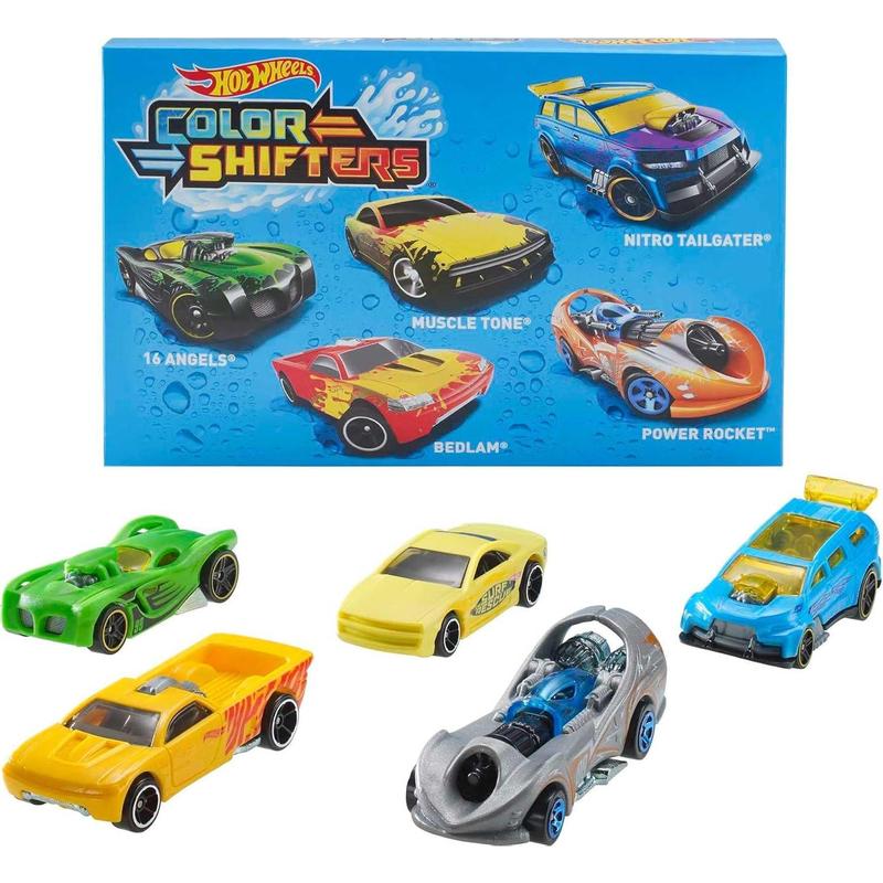 Hot Wheels Color Shifters Toy Cars 5-Pack, Set of 5 1:64 Scale Vehicles that Change Color in Cold or Warm Water (Styles May Vary) ( Exclusive)