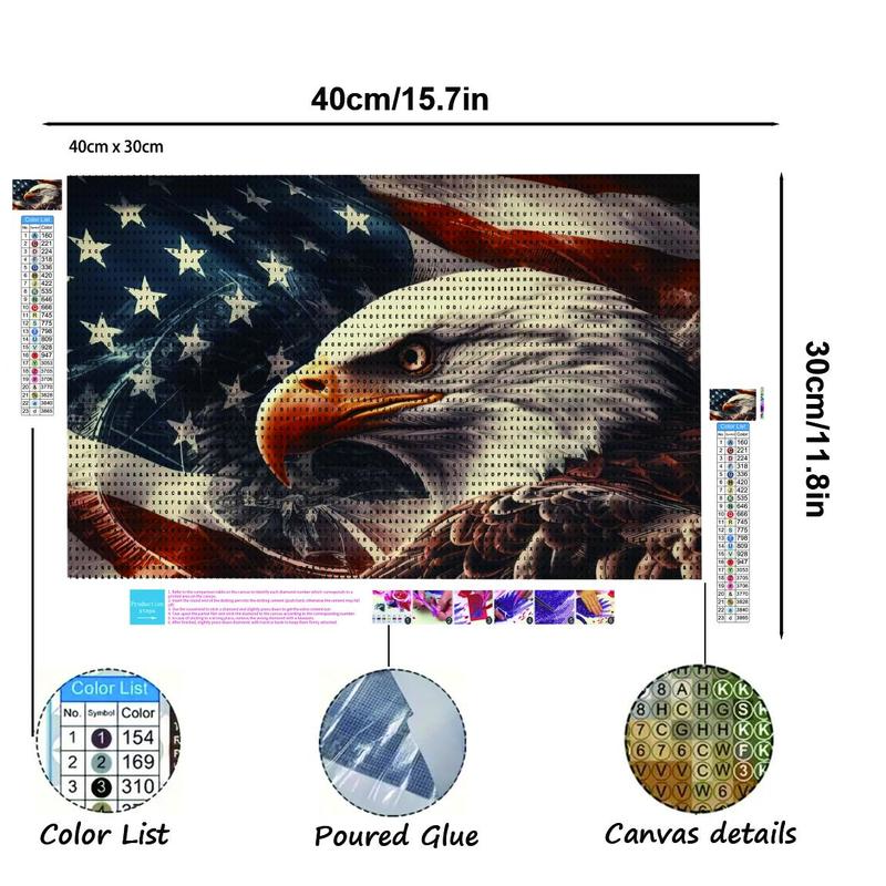 Eagle & American Flag Pattern DIY Diamond Art Painting Kit without Frame, DIY 5D Diamond Art Painting Kit, Wall Art Decor for Home Living Room Bedroom