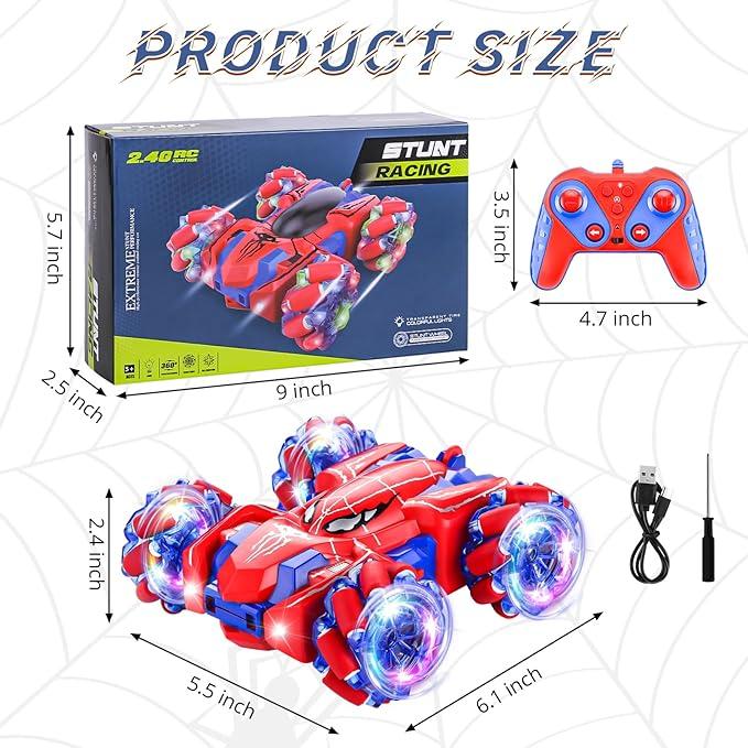 Spider Remote Control Car - 2.4Ghz RC Car with Headlight. Double Sided Off-Road, 360° Rotating RC Drift Car