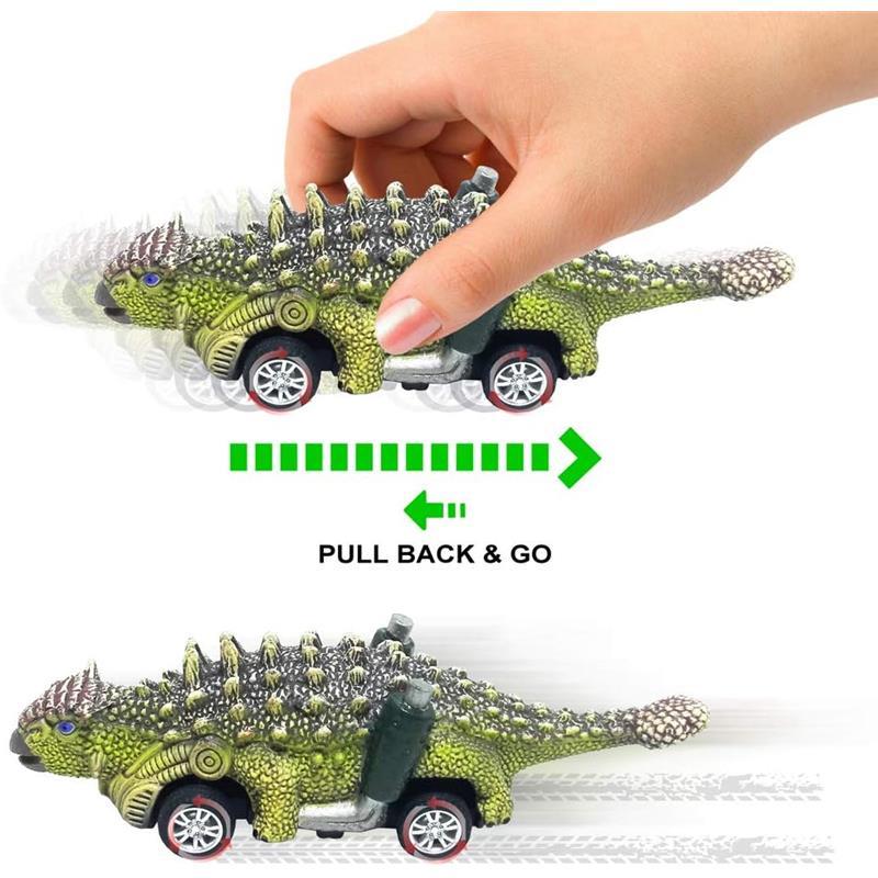 DINOBROS Dinosaur Toy Pull Back Cars,6 Pack Dino Toys for 3 Year Old Boys Girls and Toddlers,Boy Toys Age 3,4,5 and Up,Pull Back Toy Cars,Dinosaur Games with T-Rex