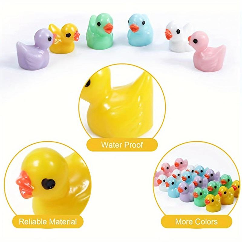 Random Color Mini Duck Ornaments, Micro Landscape Ornaments for Vase Filler Fish Tank Decor, DIY Handmade Resin Decorative Accessories