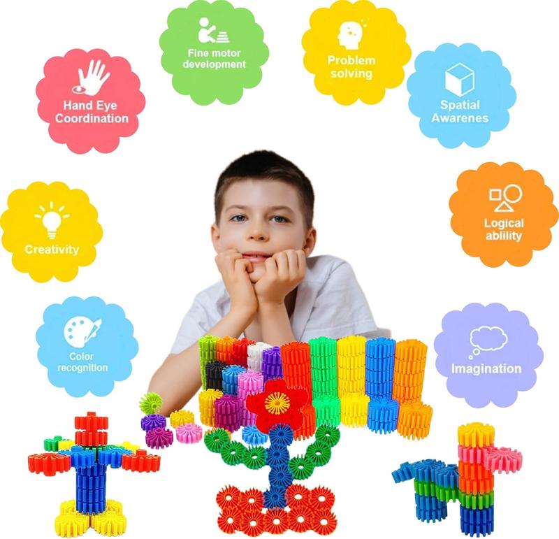 STEM Building Blocks Toys for Kids  Educational and Safe Gear Interlocking Construction Playset  Develop Creativity and Problem-Solving Skills