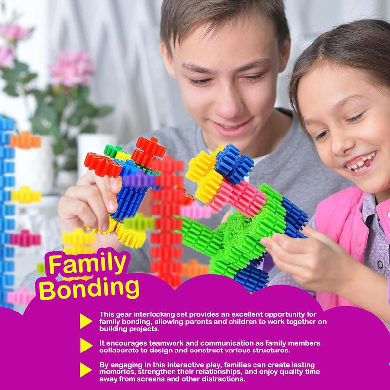 STEM Building Blocks Toys for Kids  Educational and Safe Gear Interlocking Construction Playset  Develop Creativity and Problem-Solving Skills