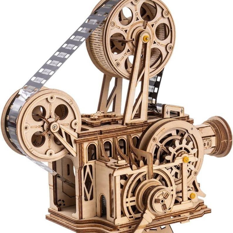 Rowood 3D Puzzle for Adults DIY Wooden Model Kit to Build Handheld Film Mechanical Gear Building Set Birthday Gifts Halloween Gifts Christmas Gifts