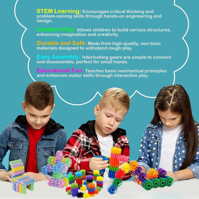 STEM Building Blocks Toys for Kids  Educational and Safe Gear Interlocking Construction Playset  Develop Creativity and Problem-Solving Skills