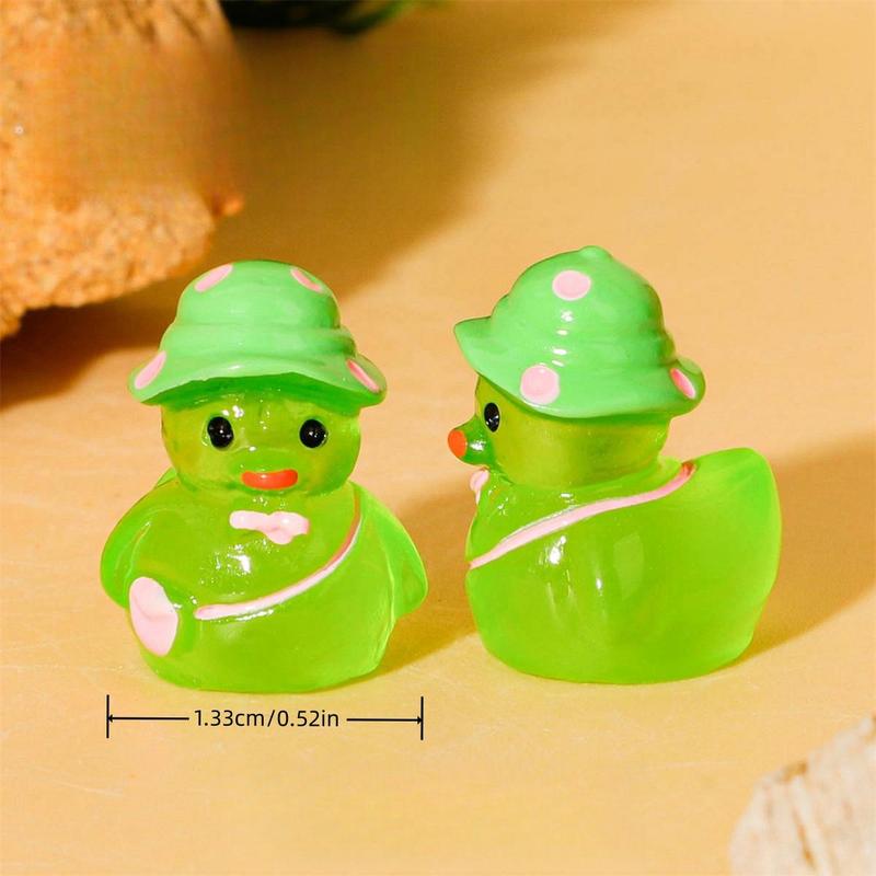 Random Color Luminous Duck Design Resin Ornament, 80pcs set Mini Cute Glow in The Dark Duck Decoration, DIY Decorative Accessories for Home & Garden & Car