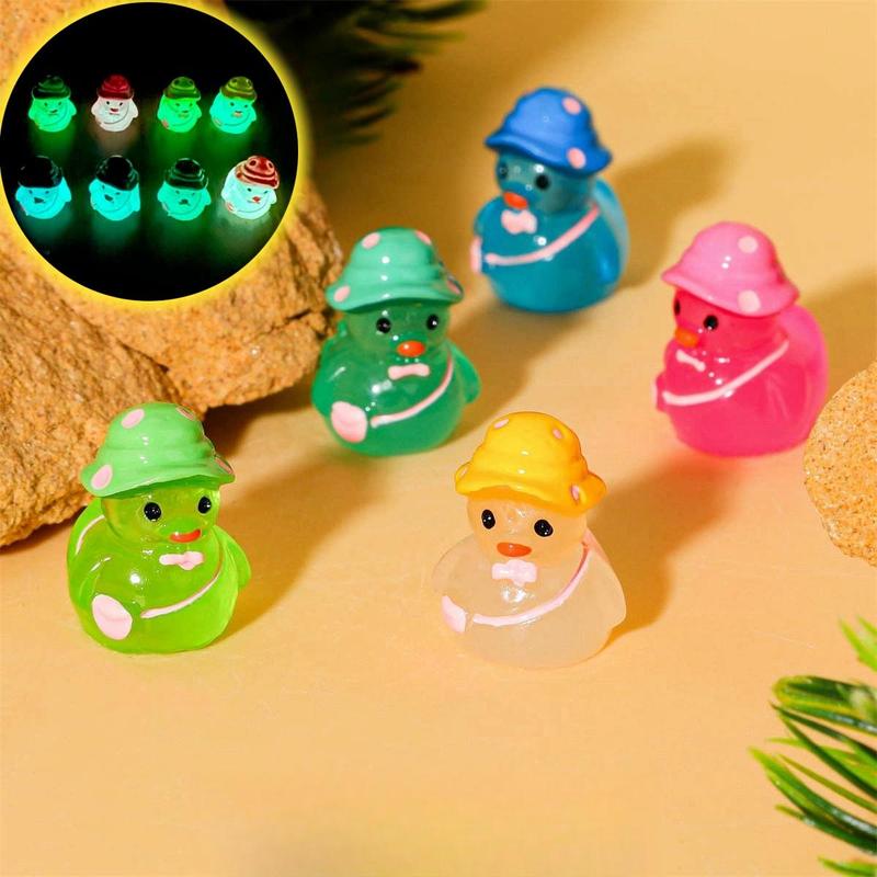 Random Color Luminous Duck Design Resin Ornament, 80pcs set Mini Cute Glow in The Dark Duck Decoration, DIY Decorative Accessories for Home & Garden & Car