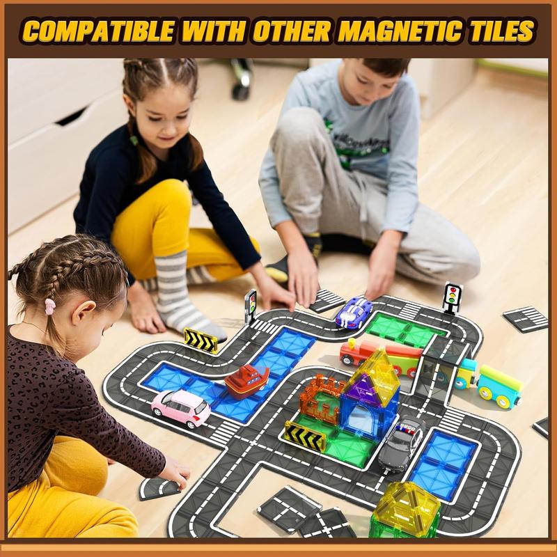 Magnetic Tiles Road Expansion Pack, STEM Magnet Building Blocks For Toddler Kids Toys, Montessori Educational Toy Gifts For 3+ Year Old Boys &Amp; Girls, Creativity-Igniting Kids Toys