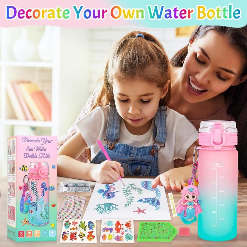 Decorate Your Own Water Bottle Kits for Girls - 5 6 7 8 Year Old Girl Birthday Gifts, Mermaid Toys for Girls, Fun Mermaid Painting Arts and Crafts Gifts for Girls Ages 6-12, Christmas Gifts