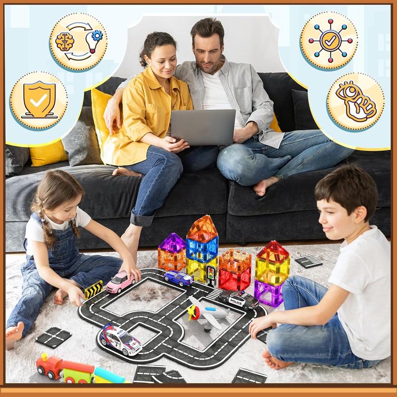 Magnetic Tiles Road Expansion Pack, STEM Magnet Building Blocks For Toddler Kids Toys, Montessori Educational Toy Gifts For 3+ Year Old Boys &Amp; Girls, Creativity-Igniting Kids Toys