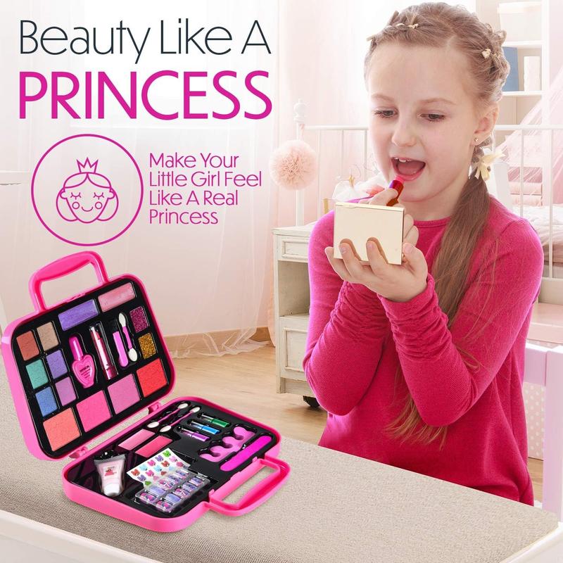 Kids Makeup Kit for Girl - Real, Non Toxic Makeup for Kids kit with Remover, Washable Toddler Makeup Kit - Princess Birthday Gift Pretend Play