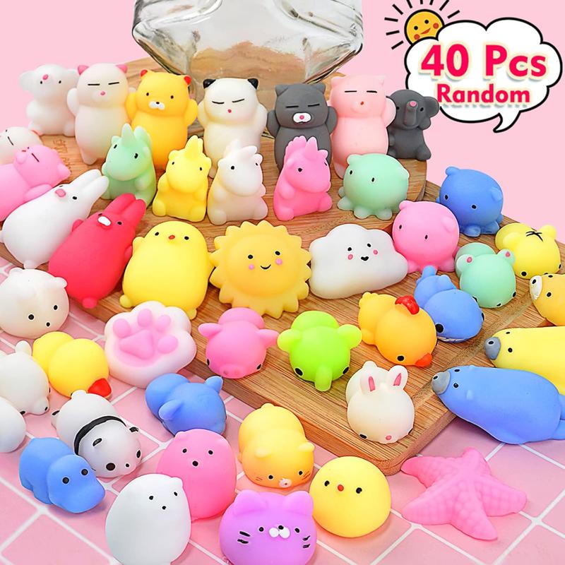 Squishies 40pcs Mochi Squishy Toys Mini Kawaii Squishy Party Favors for Kids Treasure Box Toys for Classroom Prizes Fidget Toys Goodie Bag Christmas Stocking Stuffers Easter Egg Fillers Gift for Kids