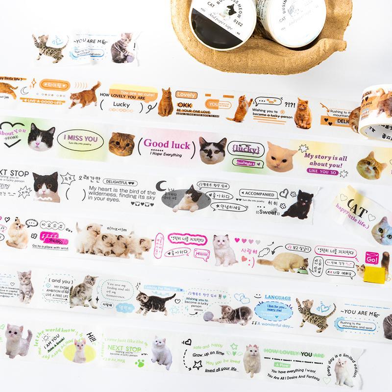 Cat Pattern Washi Tape (6 Rolls), Cute Cat Pattern Washi Tape, DIY Decorative Tape for Scrapbooking, Journaling, Gift Wrapping