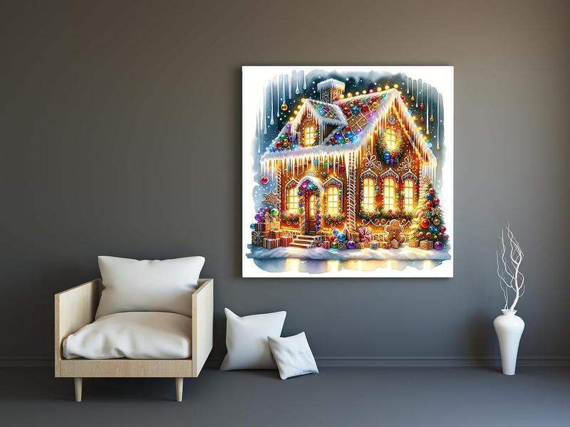 5D Winter Christmas Diamond Painting Kits for Adults Beginners,Winter Christmas Colorful House Diamond Art Kit,DIY Full Round Drill Diamond Dot Gem Art Kits for Adults,Home Wall Decor 13.78x13.78 Inch