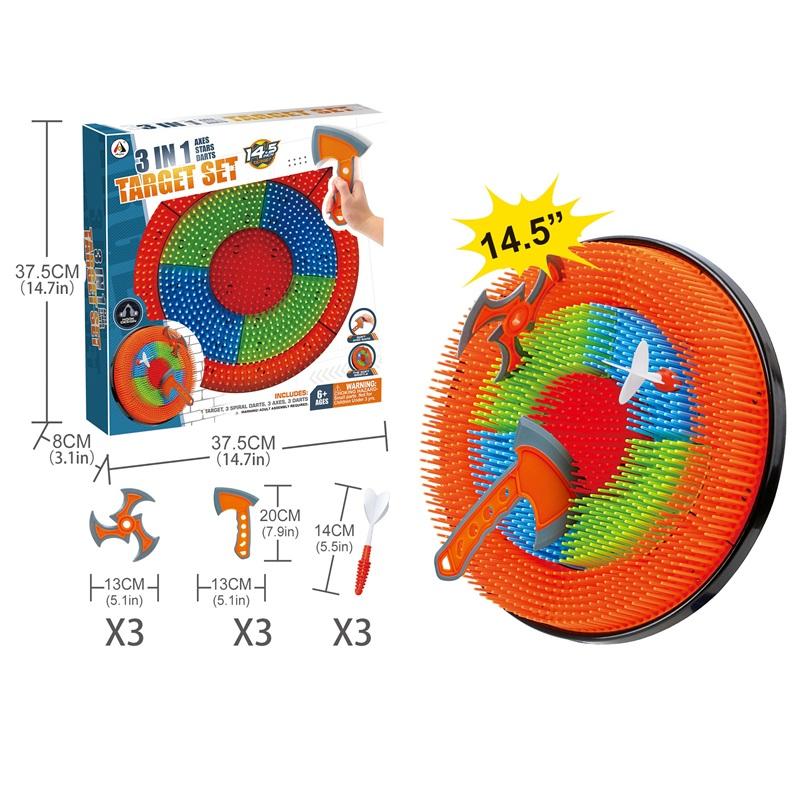 3 in 1 Target Game Set, With 4 Throwing Axes, 3 Triangle Dart & 3 Darts, Axe Throw Target Game Set, Safe for Indoor&Outdoor, Fun for Kids and Adults, Christmas Gift, Indoor Training, Stress Relief Game