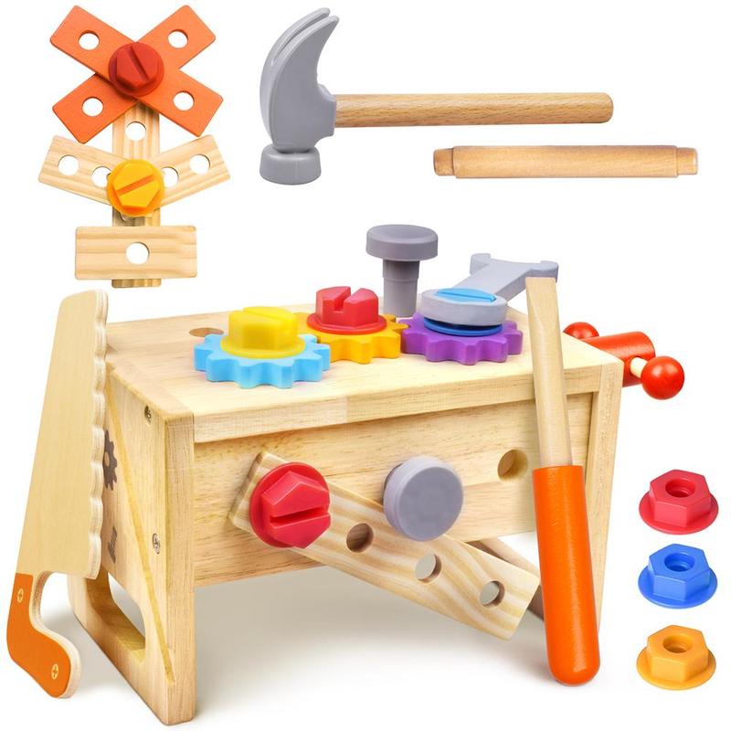 Wooden Tool Box Toy, Simulated Construction Worker Toy, Pretend Play Toy for Kids, Parent-child Interactive Game Props