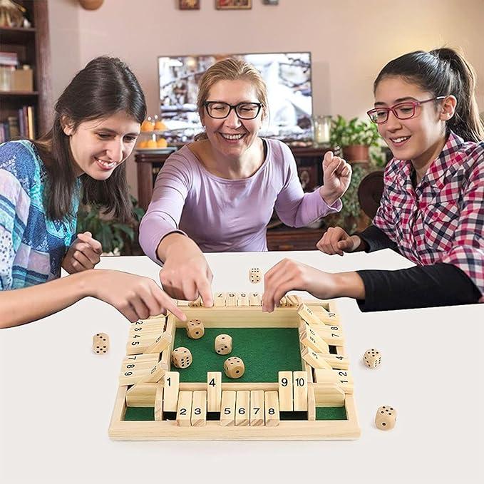 Shut The Box Game 12 Numbers, Shut The Box Dice Game Wooden Board Table Close The Box 2-4 Player 2 Dices Classics Close The Box Board Game for Adults Kids, Family Classroom Home or Bar,Family math games for all ages