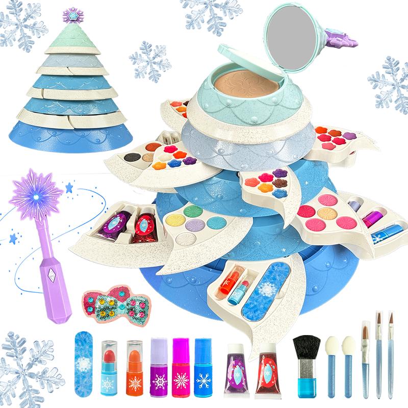 Christmas tree-shaped makeup toy set.