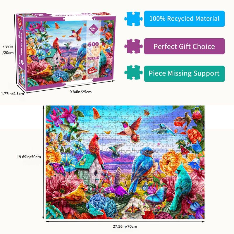 Hummingbird Garden -1000 Piece Jigsaw Puzzle -Christmas  Puzzles Interlock Perfectly No Dust, Party Toy Gift for Kids Parents,Suitable for home decoration