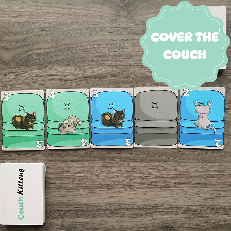 Couch Kittens Card Game- Quick and Easy 2 Player Game by The Dusty Top Hat - Perfect for Couples - Bonus Cards Included