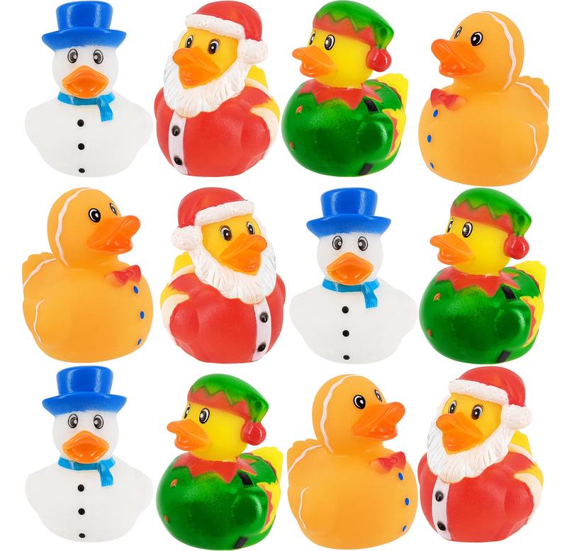 Christmas Holiday Rubber Duck Toy Duckies for Kids (12-Pack)