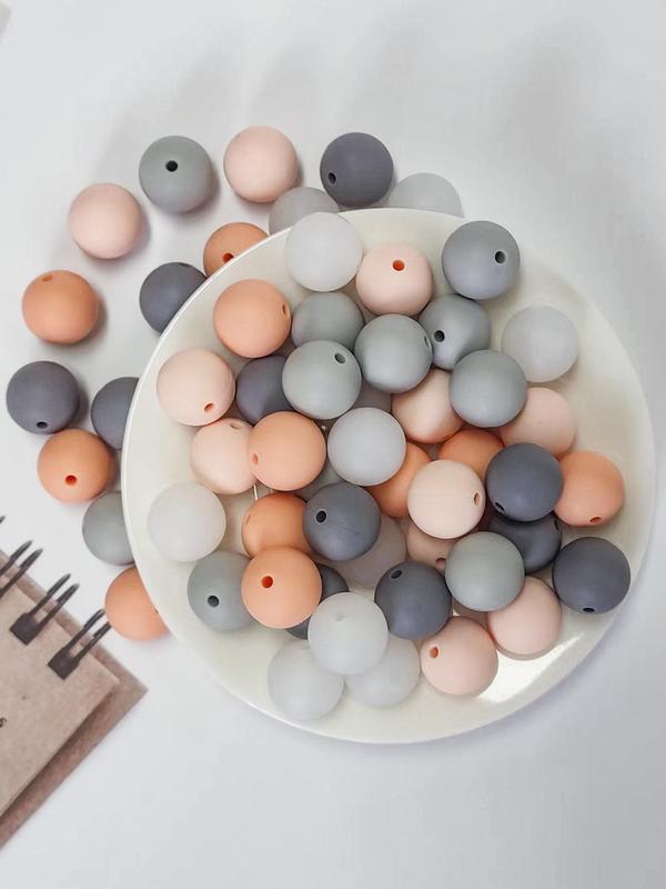 30pcs 15mm Simple Round Silicone Bead, Basic Diy Jewelry Making Supplies for Necklace & Bracelet & Car Keychain Making for Women & Men, Perfect for Crafts Jewelry