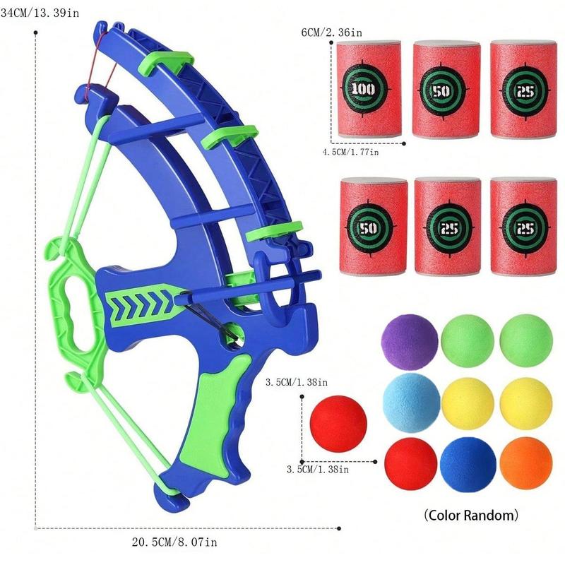 Outdoor Bow And Arrow Toy, 1 Set Including 1 Bow and Arrow & 5 Random Color EVA Ball & 6 Target, Outdoor Shooting Toy