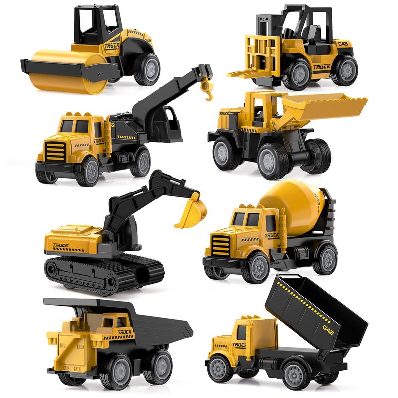 Geyiie Kids Play Trucks Alloy Construction Cars Vehicles, Die Cast Mini Truck Toys, Heavy Duty Bulldozers Excavator Cement Dump, christmas gifts